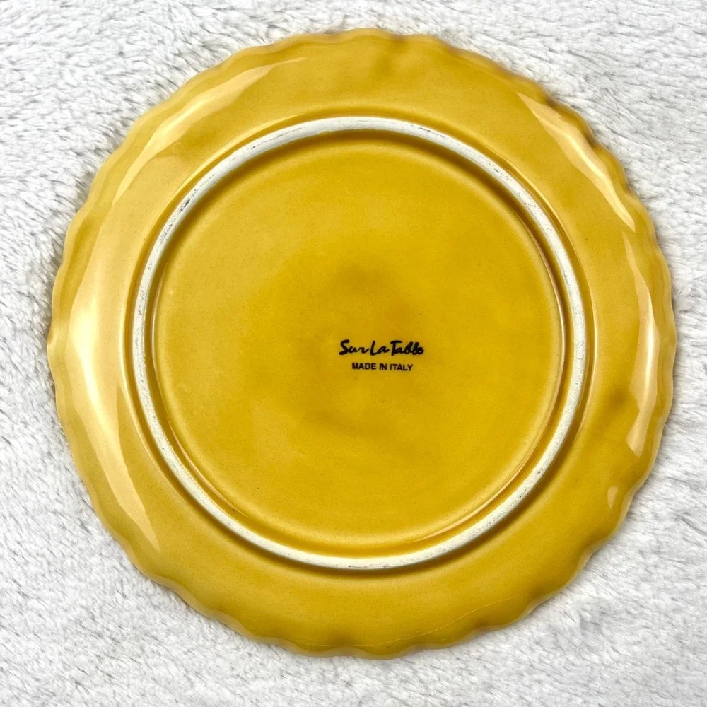 Sur La Table Set of 3 Sunflower Plates Yellow‎ Made in Italy Ceramic